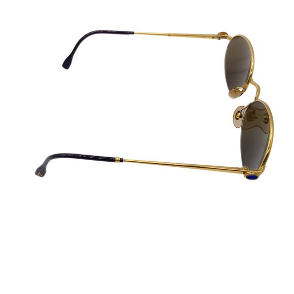 BOUCHERON BLUE VINTAGE 1990S RETRO ROUND LENS GOLD PLATED SUNGLASSES main image 4
